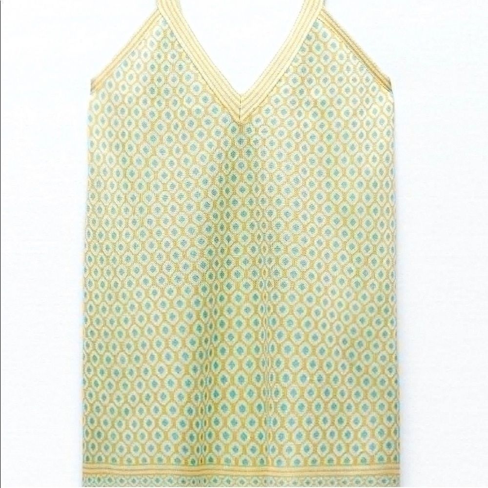 Zara DIAMOND JACQUARD KNIT TOP